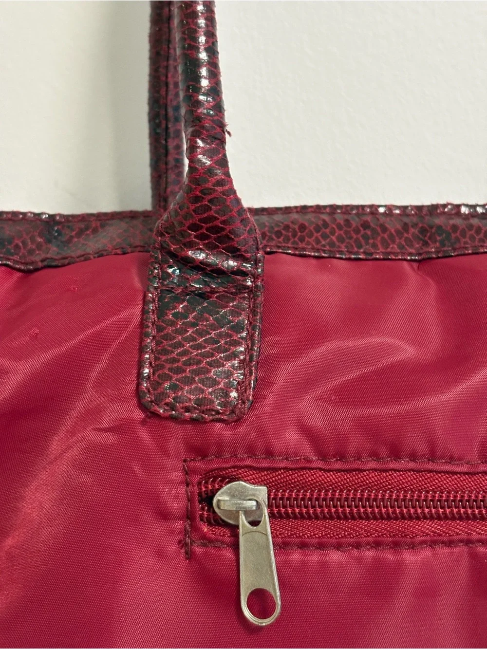 Maroon Nylon Tote Bag